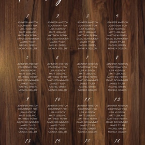 Wedding Seating Chart, Customized Digital Download, Printable Wood Textured 032 image 2