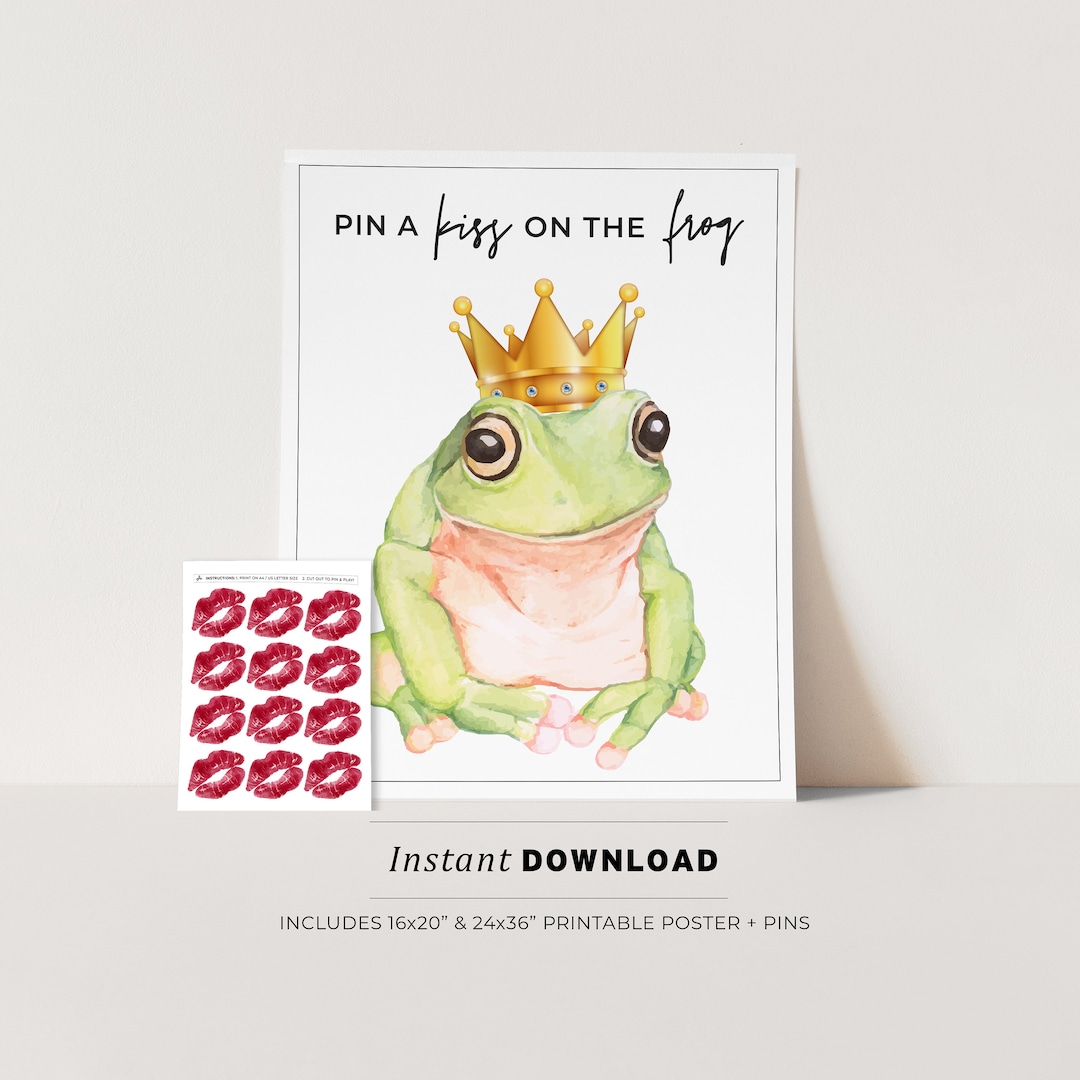 Pin a Kiss on the Frog Party Game Printable Poster, Hens Night Game ...