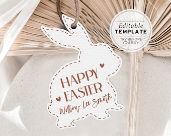 Ceramica Minimalist Easter Bag Tags, Easter Bunny Bag, Printable Swing Tags, Easter Gift Bag Tag | EDITABLE TEMPLATE #045 #099