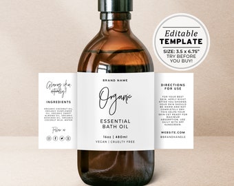 Minimalist 16oz Bottle Custom Wrap Around 480ml Label 3.5x6.75