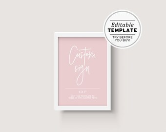 Blush Minimalist Customizable Blank Sign Printable Template 5X7" #035