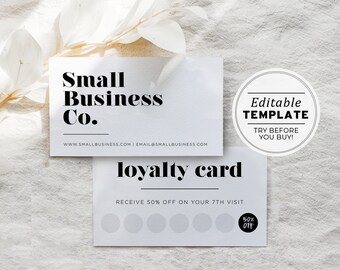 Mr White Minimalist Business Loyalty Card, Thank you card | EDITABLE TEMPLATE #055 #043