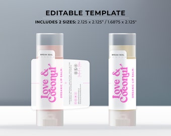 Kylie Pink Lip balm Custom Wrap Around Label - 2 Sizes: 2.125x2.125" / 1.6875x2.125"  | EDITABLE TEMPLATE #060 #043