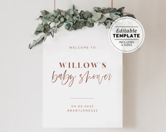 Ceramica Minimalist Baby Shower Welcome Sign, Printable Baby Shower Template, Baby Shower Decor, Gender Neutral Baby Shower Poster #045