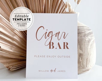 Ceramica Minimalist Wedding Cigar Bar Sign | PRINTABLE EDITABLE TEMPLATE #045