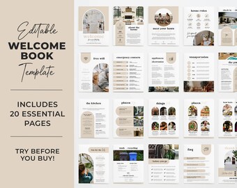 Welcome Book Template, House Host Manual Guidebook Template, Vacation Rental Template, Real Estate | Celine Sand | Printable #053 #043