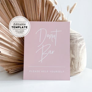 Blush Minimalist Editable Donut Bar Sign | EDITABLE TEMPLATE Printable #035