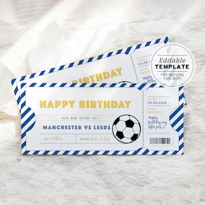 Printable Football Game Ticket, Birthday Gift Template, Surprise Gift Certificate, Party Invitation | EDITABLE TEMPLATE #082