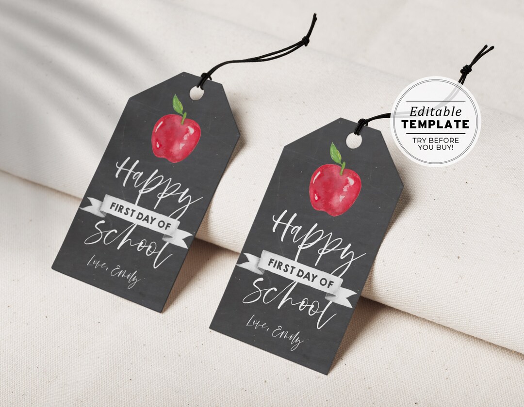 Back to School Teacher Gift Tag Editable Template, Chalkboard Style ...
