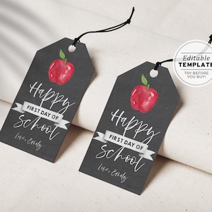 Back to School Teacher Gift Tag Editable Template, Chalkboard Style | PRINTABLE TEMPLATE