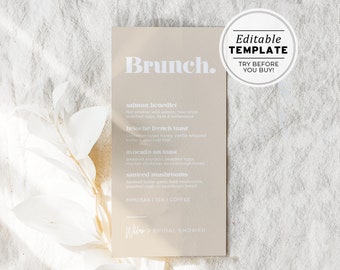 Scandi Minimalist Brunch Menu Printable | EDITABLE TEMPLATE #047