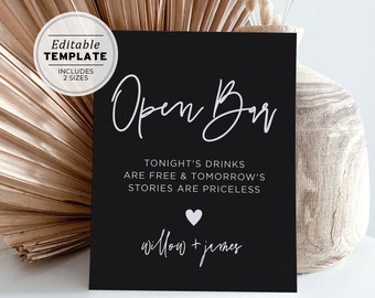 Willow Minimalist Open Bar Template | PRINTABLE, EDITABLE TEMPLATE #028