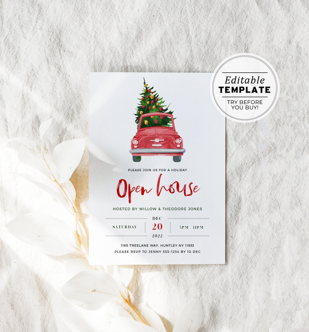 holiday open house invitation template, christmas party invitation