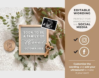 Lyric Pregnancy Announcement for Social Media, Pregnancy Announcement Digital, Letter board Announcement, Editable Template