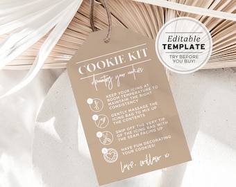 Nue Minimalist Cookie Kit Gift Tag Template, DIY Cookie Decorating Kit Tag | EDITABLE TEMPLATE #038