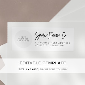 Business Return Address Envelope Label Template - 1x2.625&quot; | EDITABLE TEMPLATE #050 #043 Juliette Minimalist