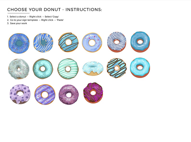 Juliette Minimalist Donut Bar Sign Template Pick from 88 Watercolor Illustrations, EDITABLE TEMPLATE, Printable 004 image 5