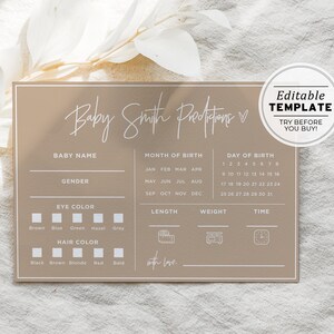 Jeux pour baby shower, Prédictions pour baby shower, Cartes de prédictions de baby shower, Activités pour baby shower, Nue Minimalist | MODÈLE MODIFIABLE #038