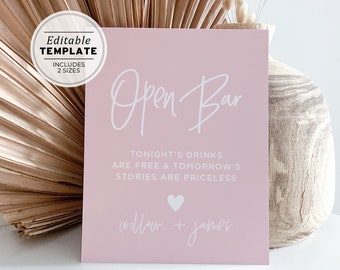 Blush Minimalist Open Bar Template | PRINTABLE, EDITABLE TEMPLATE #035