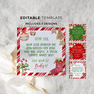Nota de tu Elfo, Nota de Elfo de Navidad, Carta de Elfo de Navidad, Carta de Elfo Imprimible / PLANTILLA EDITABLE Buddy #091 #092 #093
