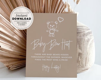 Baby Bear Hunt Baby Shower Game, Printable | INSTANT DOWNLOAD #038 Nue Minimalist