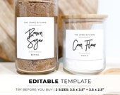 Handwritten Pantry Labels Template 2 Sizes, Minimalist Pantry Printable | EDITABLE TEMPLATE #004