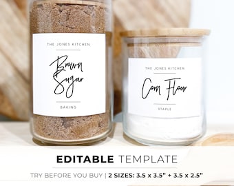 handwritten pantry labels template 2 sizes minimalist pantry etsy