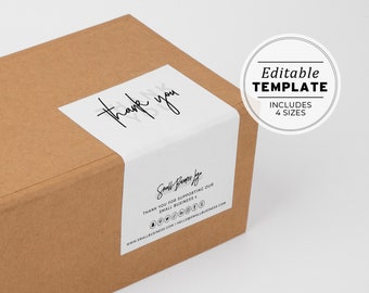 Minimalist Box Packaging Label 4 Sizes: 3x3" / 3x4" / 3x5" / 3x6" EDITABLE TEMPLATE #050 #043 Juliette