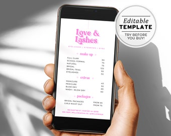 Kylie Electronic Price List Template, Instagram Price List, iMessage Price List | EDITABLE TEMPLATE #060 #043