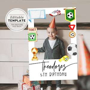 Football Theme Kids Photo Frame Prop Frame Printable, Photo Booth Prop | EDITABLE TEMPLATE #077