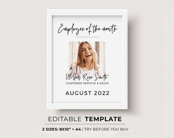 Willow Minimalist Employee of the Month Template, Employee Recognition | EDITABLE TEMPLATE #054 #043