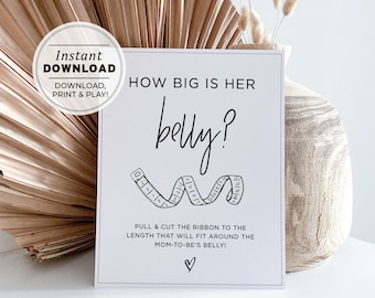 How Big is Her Belly Juliette Baby Shower Game, Printable | INSTANT DOWNLOAD #004