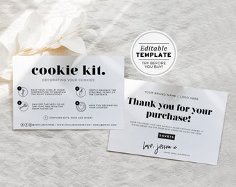 Mr White DIY Cookie Kit Instructions and Thank You Card, Thank You Package Insert | EDITABLE TEMPLATE #055 #043