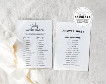 Baby Shower Baby Word Match, British and American English Game, Printable Games | INSTANT DOWNLOAD #004 JULIETTE