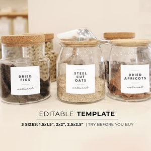 de modèle d'étiquette pour garde-manger minimaliste, 3 tailles, imprimable | MODÈLE MODIFIABLE #004 #089