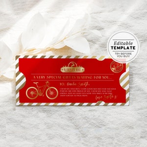 Printable New Bike Voucher From Santa Editable Template, Santa Gift ...