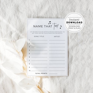 Name That Tune Juliette Baby Shower Game, Printable | INSTANT DOWNLOAD #004