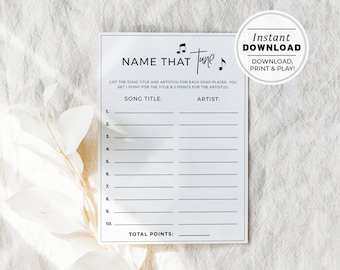 Name That Tune Juliette Baby Shower Game, Printable | INSTANT DOWNLOAD #004