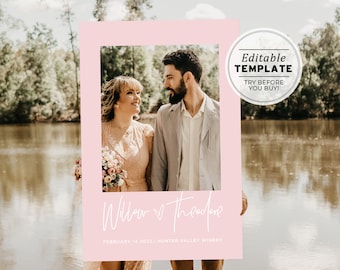 Minimalist Photo Frame Prop Frame Printable, Wedding Photo Booth Prop | EDITABLE TEMPLATE Blush Minimalist #035