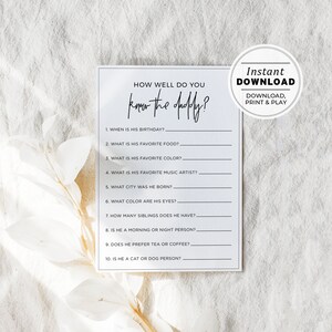 Juliette How Well Do You Know the Daddy Baby Shower Game, Who Knows Daddy Best Game, Printable | INSTANT DOWNLOAD #004