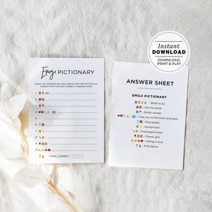 Bridal Shower Emoji Game, Wedding Shower Game, Hen&#39;s Party Game | INSTANT DOWNLOAD #004 JULIETTE
