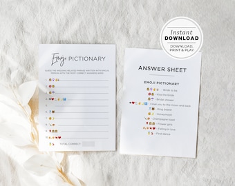 Bridal Shower Emoji Game, Wedding Shower Game, Hen's Party Game | INSTANT DOWNLOAD #004 JULIETTE