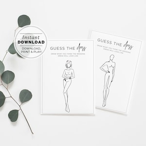 Guess the Dress Bridal Shower Games, Fun Bridal Shower Games, Hens Party Games, Printable | INSTANT DOWNLOAD #004