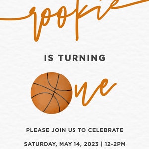 Minimalist Basketball Theme 1st Birthday Party e-Invite Template, Email, Digital Invitation EDITABLE TEMPLATE 067 image 3