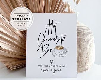 Juliette Minimalist Hot Chocolate Bar Sign | PRINTABLE EDITABLE TEMPLATE #004