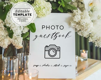 Minimalist Photo Guestbook Sign, Wedding Photo Guest book Template, Wedding Photo booth Sign, Printable Photo Guestbook #002