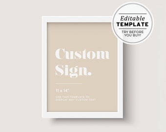 Scandi Minimalist Customizable Blank Sign Printable Template 11x14" #047