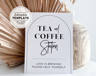 Mr White Minimalist Tea and Coffee Station Sign Edit and Print | EDITABLE TEMPLATE #049