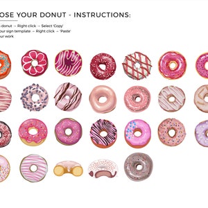 Juliette Minimalist Donut Bar Sign Template Pick from 88 Watercolor Illustrations, EDITABLE TEMPLATE, Printable 004 image 3