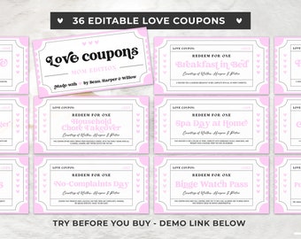 Printable Love Coupons For Mom, Mother's Day Gift, Birthday Gift for Mom, Mother's Day Gift | EDITABLE TEMPLATE